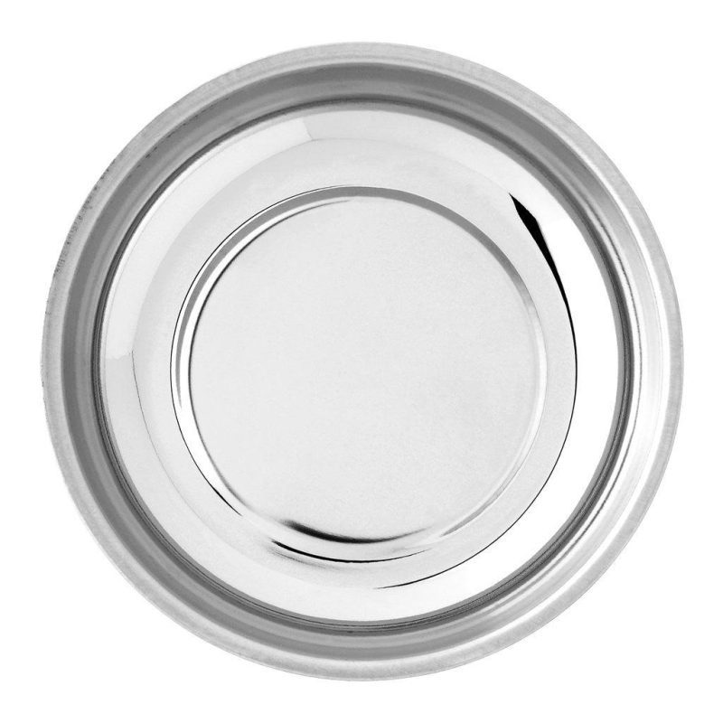 4 25 inch round magnetic parts tray heavy gauge polished stainless steel with non toxic lead free rubber base totalelement 3