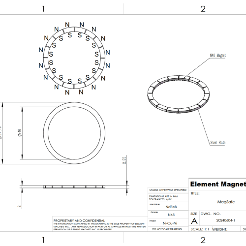 54 x 46 x 2 5mm magsafe neodymium rare earth magnet phone attachment ring assembly with alignment magnet 5 pack totalelement 3